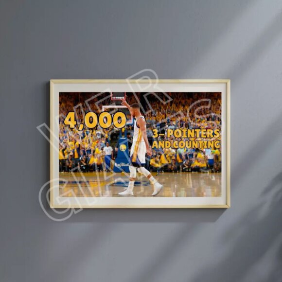 Steph Curry 4,000 3-pointers Art Print 11x17 - Picture 1 of 2